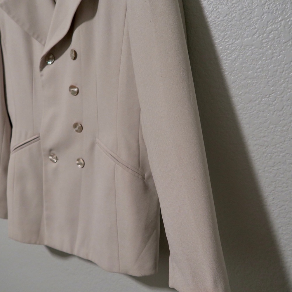 Beige Double Breasted Blazer Suit Jacket Career Cream Kasper ASL Petite - Picture 6 of 16
